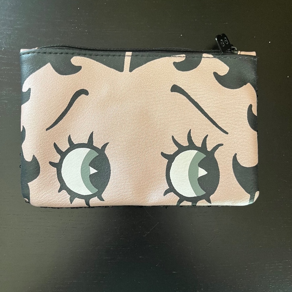 Betty Boop X 1psy Ipsy Black Sequin Zipper Makeup Bag Zipper Pouch Pencil Clutch